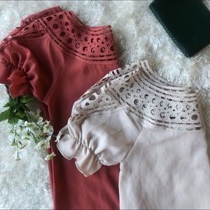 KLAXONS BLOUSES  SMALL with detailed scoop neck